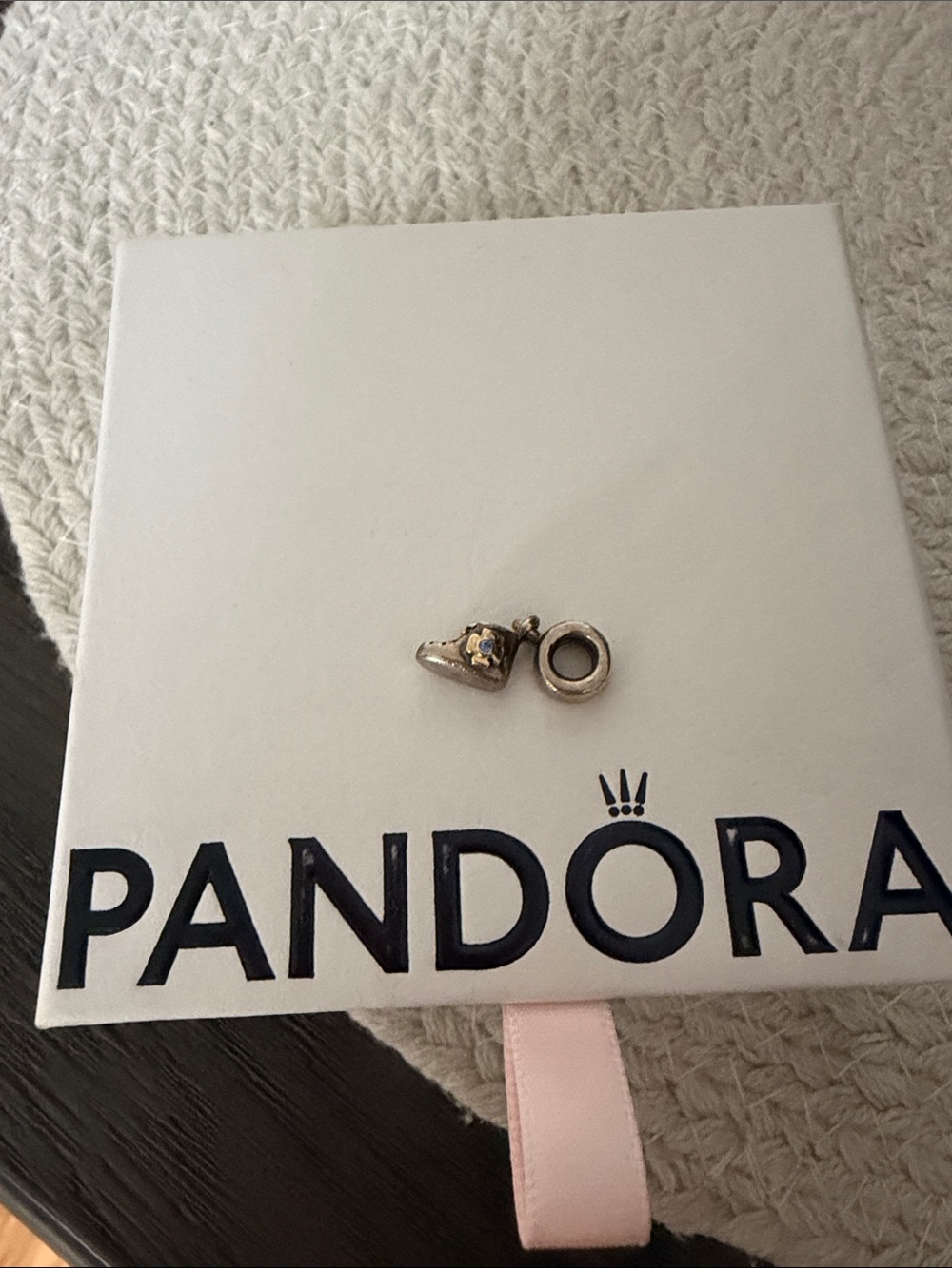 Pandora Silver Heart Dangle Charm with Spacer - Silver
